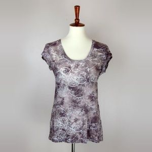 Scroll Print Burnout Scoop Neck T-Shirt | CK